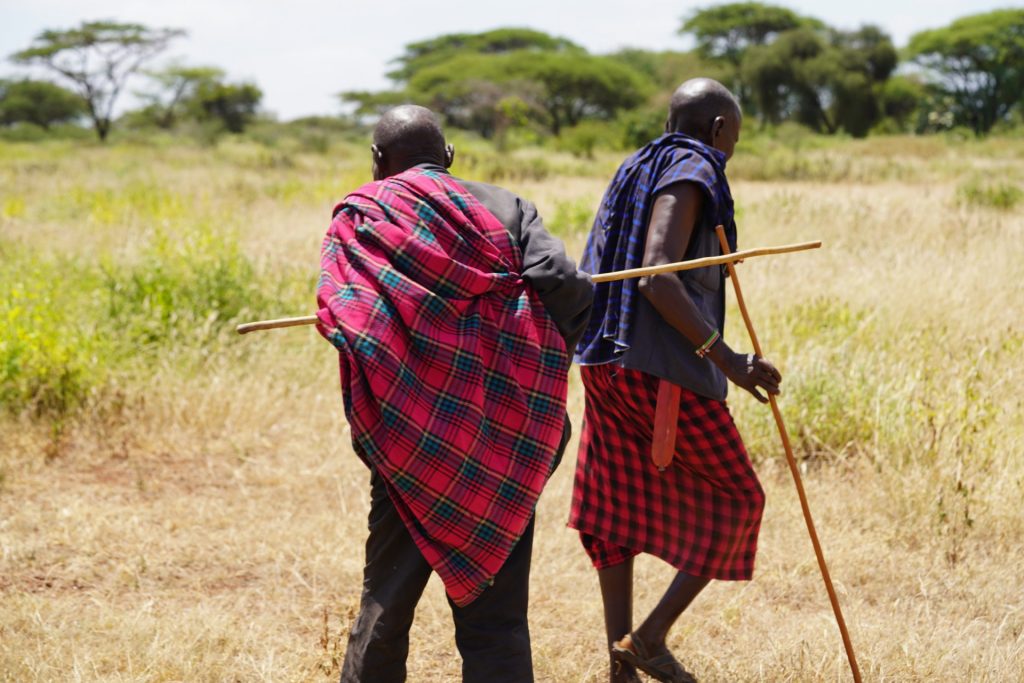 Two Maasai men in their shukas