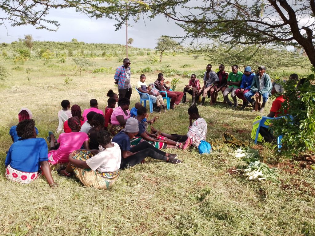 people gathered at the farm